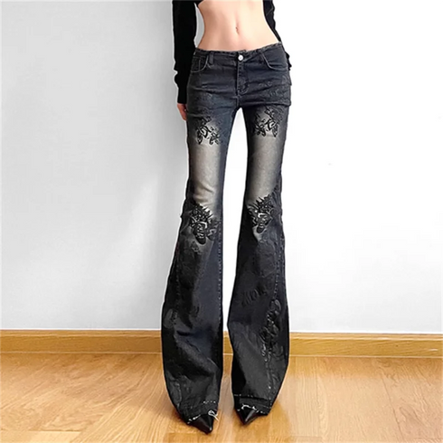Women’s Gothic Flare Jeans in Black