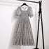 Floral A-Line Chiffon Dress with Short Sleeves