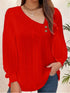 Plus Size Long Sleeve Button-Up Shirt with Skew Collar