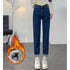 High Waist Vintage Fleece Jeans for Women