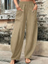 Plus Size Cotton-Linen Harem Trousers with Pockets