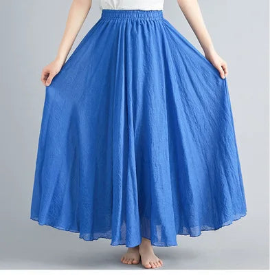 Fashion Clothes Women Clothing Skirts Vintage Y2k Elegant Bohemian Cotton Linen Long Skirt Casual Style