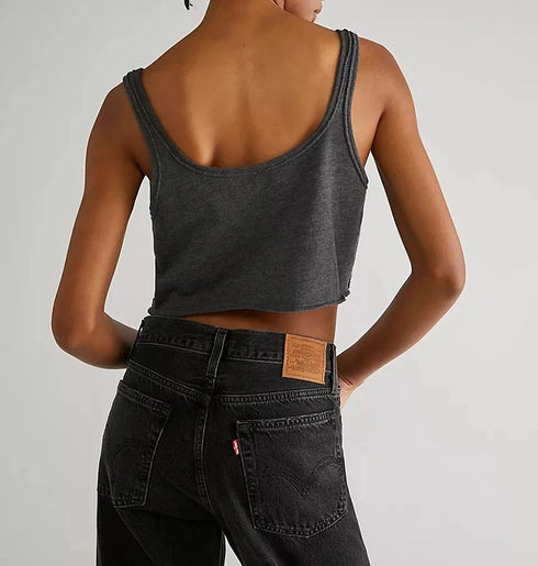 Women's Streetwear Cotton Crop Top Backless Sleeveless Loose Fit Summer 2025 Sexy Top for Females ropa mujer