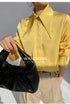 Elegant Satin Silk Blouse with Turn Down Collar