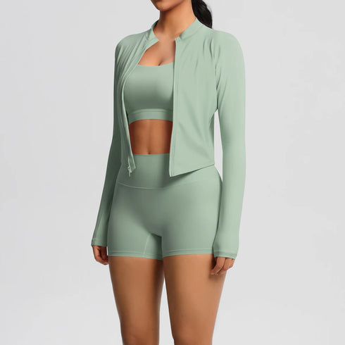 3-Piece Brown Yoga Set for Women