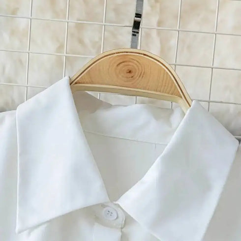 French-Inspired Cinched Waist Blouse in White