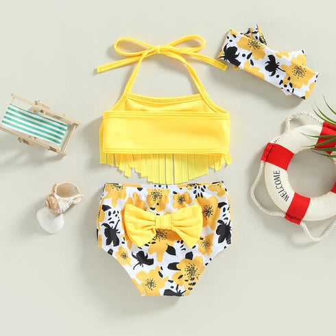 Toddler Girls 3 Piece Strawberry Print Bikini Set