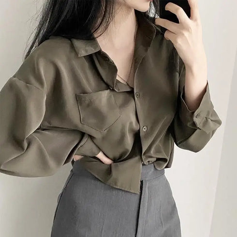 Elegant Loose-Fit Long Sleeve Blouse