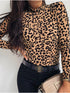 Leopard Print Turtleneck Long Sleeve Top