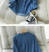 Blue Denim Lyocell Casual V-Neck Blouse