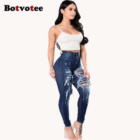Botvotee Ripped High Waisted Skinny Jeans