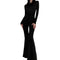 Women’s Black Flare Leg Jumpsuit with Long Sleeves