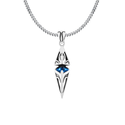 Stylish Blue Stone Geometric Pendant Necklace