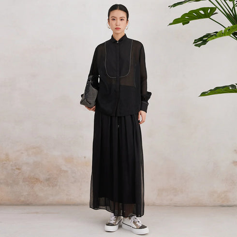 K3035W Luxury Women's Clothing 75% linen 25% silk Ladies Blouse
