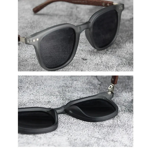 Sunglasses for Men Women's Trendy Retro Wood Grain Polarized Eyewear for Outdoor Cycling and Street Photography