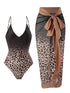 Leopard Print One-Piece Swimsuit with Gauze Skirt