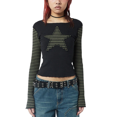 Women's Star Print Long Sleeve Casual T-Shirt