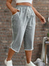 Plus Size Stretchy Three Quarter Pants with Pockets
