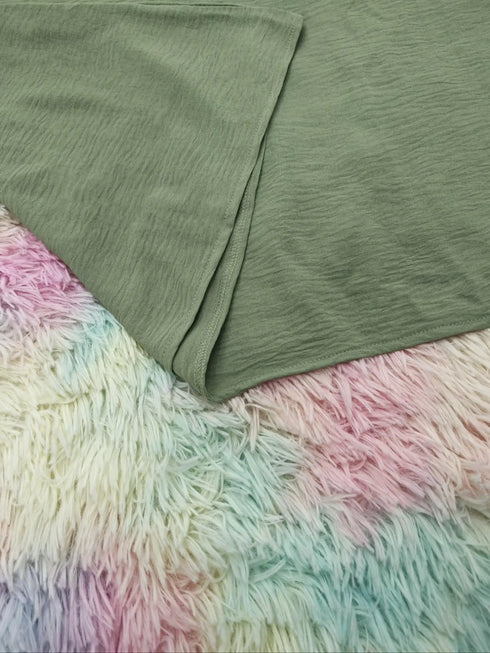 Plus size solid color women's round neck bat wing sleeve loose shirt falls top