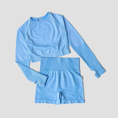 WAREBALL Women's Yoga Set - Long Sleeve Crop Top & Leggings