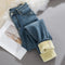 Retro Blue Slim Fit Stretch Tapered Jeans for Women