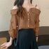 ZANZEA Off Shoulder Pleated Blouse for Women