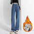 High Waist Denim Jeans with Double Buckle Design