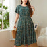 Plus Size Floral Bohemian Ankle-Length Dress