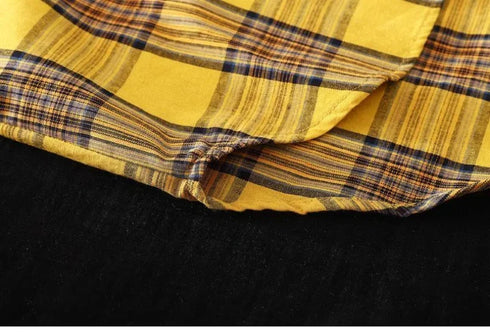 Plus Size Korean Style Plaid Long Sleeve Blouse