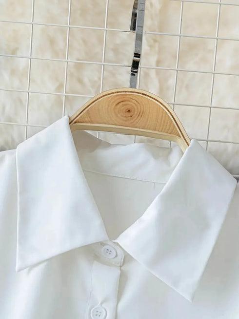 French-Inspired Cinched Waist Blouse in White