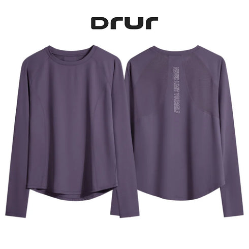 DRUR Women's Long Sleeve Quick Dry Sports Top