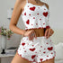 Heart Women Pajamas Set Shorts Sleepwear Love Print Top