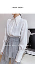 Elegant Satin Silk Blouse with Turn Down Collar