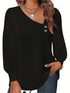 Plus Size Long Sleeve Button-Up Shirt with Skew Collar