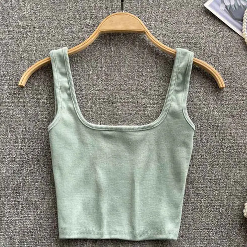 Tank Top Women Sexy Backless Y2K Slim Fit Crop Blouse