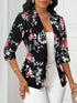 Floral Printed Autumn Blazer with Three Quarter Sleeves