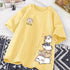 Summer Trendy Simple Cat Printed Short-sleeved T-shirt for Ladies and Boys Same Loose Casual Large-size Top