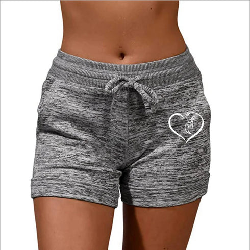 Women’s Summer High Waist Printed Sports Shorts with Pockets for Casual Fitness Running and Lounge Wear