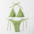 Elegant Green Hanging Neck Bikini Swimsuit