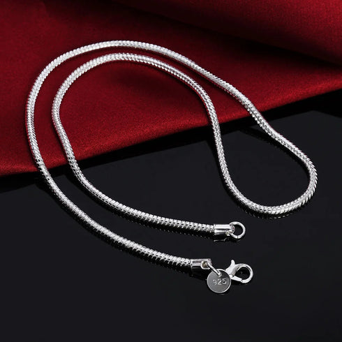 925 Sterling Silver Solid Snake Chain Necklace 40-75cm