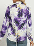 Marble Print Button Front Long Sleeve Shirt