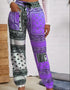 Plus Size Geometric Print Ankle-Length Pants