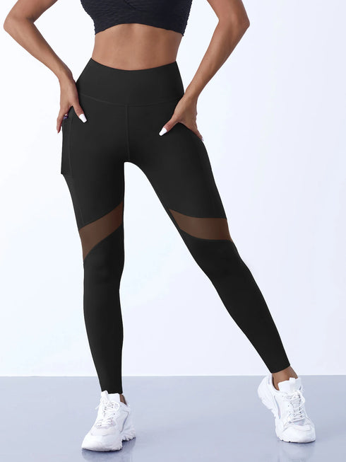 Women's High Waist Mesh Splicing Leggings