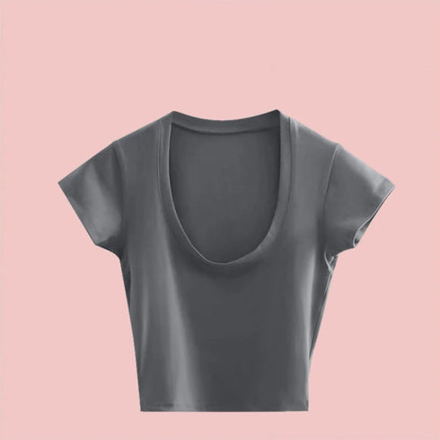 Summer Slim U-Neck Crop Top for Women