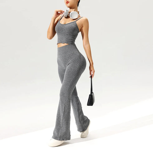 Seamless Flared Pants & Ribbed Tank Top Set