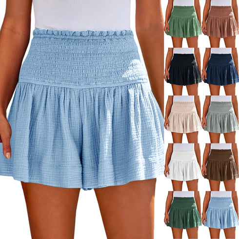 Ladies Large High Waist Casual Soft Breathable Wide Leg Shorts
