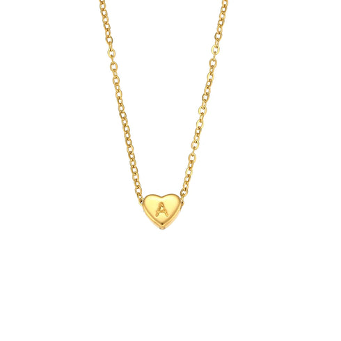 E.B.belle Minimalist Small Love Initial Necklace Jewelry 18k Gold Plated Heart Pendant for Elegant Personal Touch