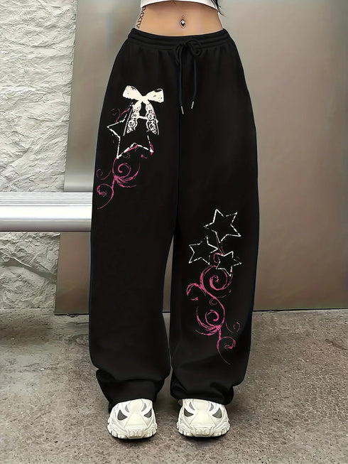 Women's Plus-Size Loose Straight Fleece Leg Sweatpants