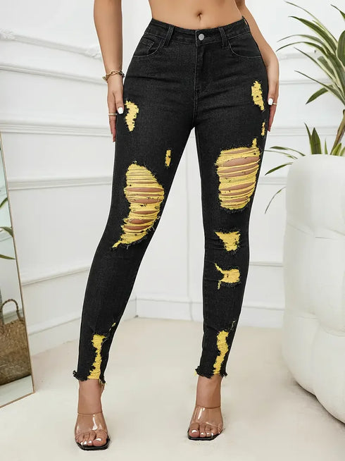 High Stretch Ripped Skinny Jeans for Women