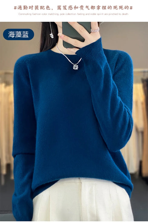100% Merino Wool Long Sleeve Sweater for Women